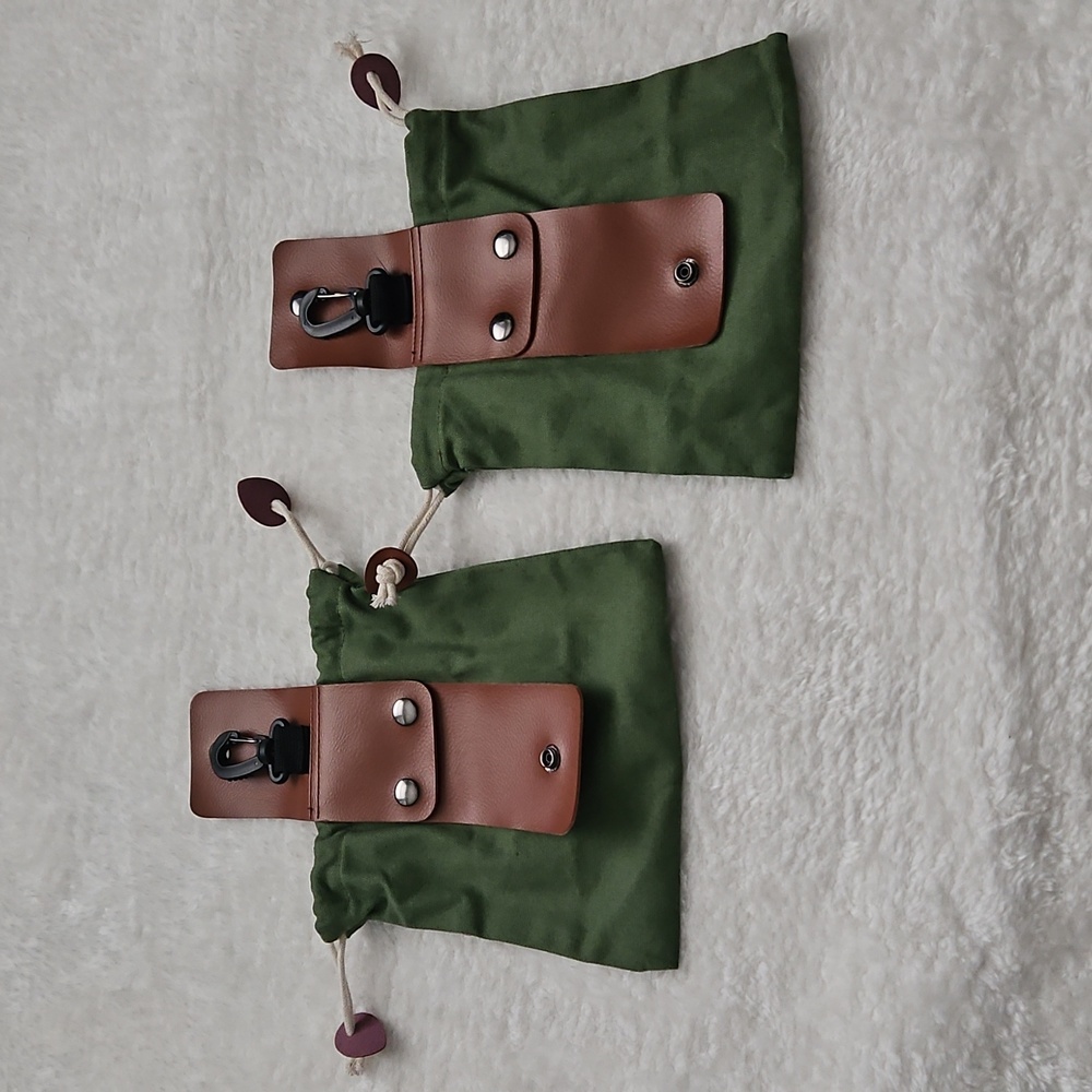 Camping Outdoor Foraging Fruit Picking Drawstring Belt Waist Bags 2 Green Brown